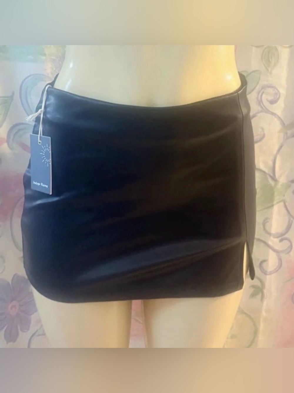 Indigo Black Faux Leather Mini Skirt